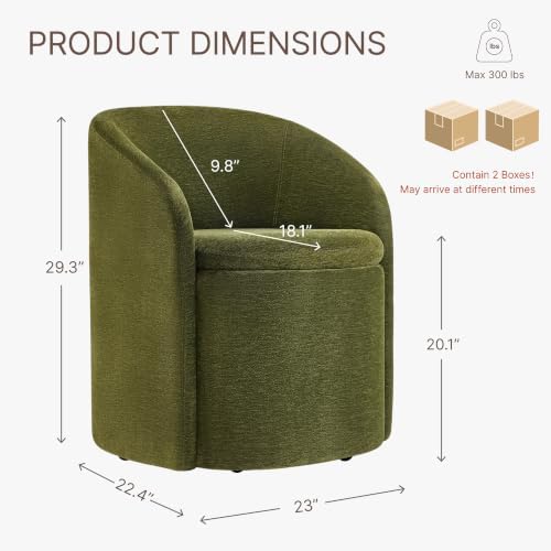 KISLOT Upholstered Dining Chairs with Casters, No Assembly Rolling Modern Din...