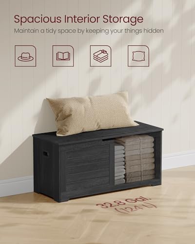 VASAGLE Storage Chest, 39.4 Inches Width Bench with 2 Safety Hinges | Farmhou...