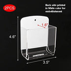 Cosmos Pack of 2 Acrylic Remote Control Holder Adhesive Wall Mount Phone Holder Wall Mount Organizer Media Storage Box Phone Charging Storage Box for Home Office Living Room Bedroom (Transparent)