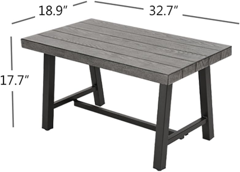 Grand patio Outdoor Coffee Table, 32 Inch Side Table Modern Rectangle with Faux Wood Tabletop Fits with Conversation Set