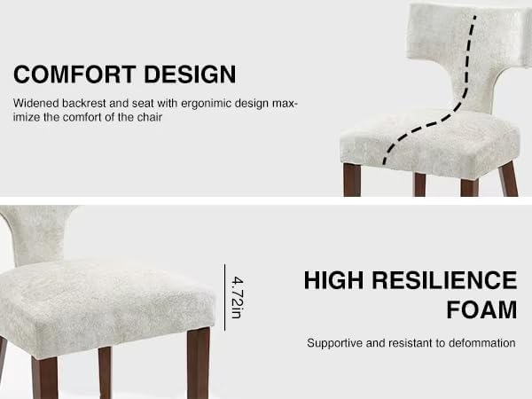 Soft Padded Dining Chairs Set of 4, Modern Farmhouse Upholstered Chairs with Linen Fabric & Rubber Wood Legs, Ergonomic Armless Seats for Dining Room Kitchen Living Room (Beige)