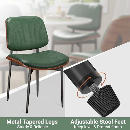 REONEY Dining Chairs Set of 4, Mid-Century Modern Kitchen Chairs, Green