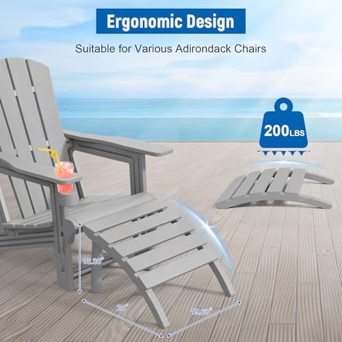 Adirondack Ottoman, All Weather Foot Rest for Adirondack Chair, HDPE Plastic ...