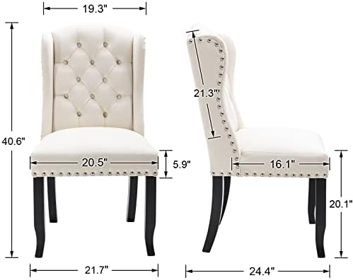 DUOMAY Modern Tufted Wingback Dining Chairs Set of 4, Velvet White