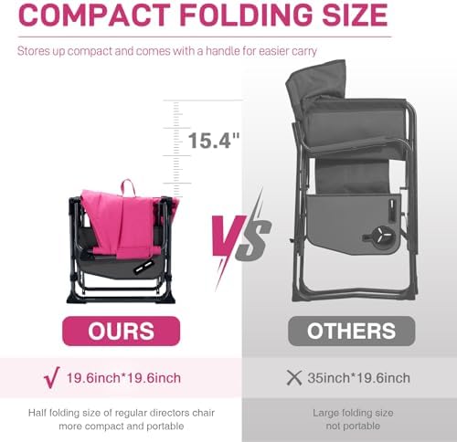 EVER ADVANCED Camping Directors' Chair with Side Table, Portable Folding ...