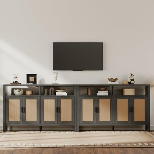 Mericonia Rattan Buffet Cabinet with Storage, Sideboard with Doors, Console T...