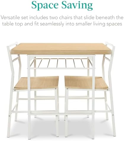 Best Choice Products 3-Piece Modern Dining Set, Space Saving Dinette for Kitc...