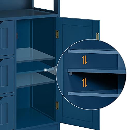 Yaheetech Small Bathroom Storage Cabinet with 3 Drawers, Navy Blue
