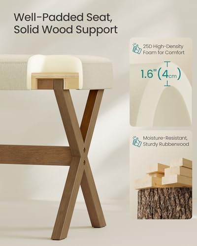 SONGMICS Makeup Stool, Padded Vanity Foot Rest, Solid Wood X Legs | 16.5 x 12...