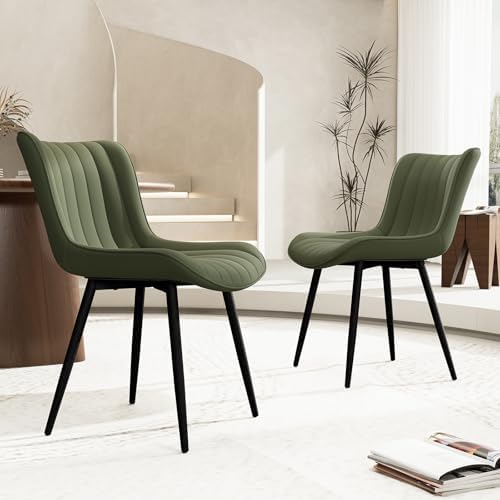 YOUNUOKE Dining Chairs Set of 2 Mid-Century Modern Kitchen Chair Green