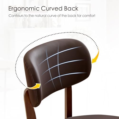 Furniliving Oak Wooden Dining Chairs Set of 4, Mid-Century Modern Leather Uph...