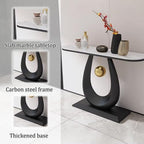 Hallway Storage Drawers Console Table Entryway for Entrance,Semi-Circular Telephone Table, Narrow Console Table with Stone Top, Contemporary Accent Table for Living Room and Entrance