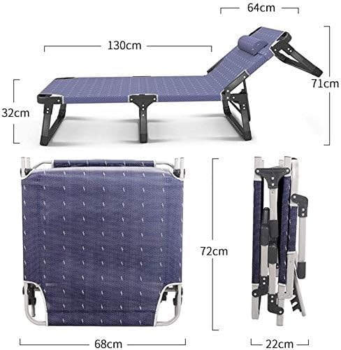 Outdoor Garden Lounge Chair Single Sunbed Household Siesta Deck Chair Office Nap Bed Portable Camp Bed(C)
