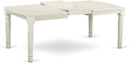 East West Furniture DOBR7-LWH-02 7 Piece Dining Table Set Consist of a Rectangle Table with Butterfly Leaf and 6 Light Beige Linen Fabric Upholstered Chairs, 42x78 Inch, Linen White
