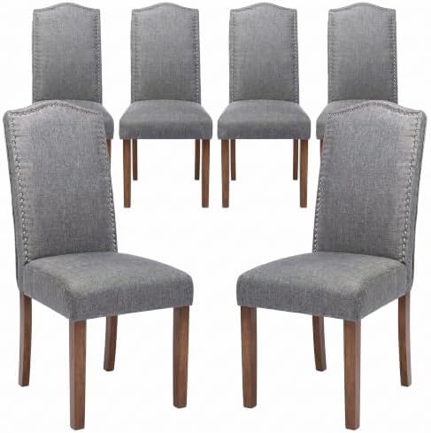 Upholstered Dining Chair Modern Stylish Kitchen Diner Fabric Set of 6
