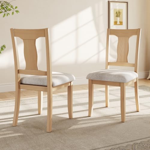P PURLOVE 3 Piece Kitchen Dining Set, Wood Dining Table Set, Natural+Beige