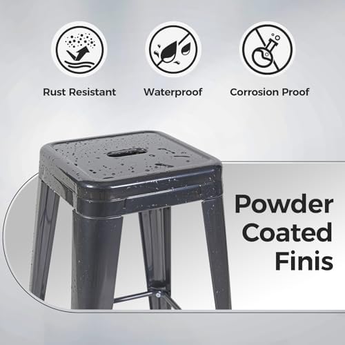 30 Inch Grey Metal Bar Stools, Set of 4, Backless