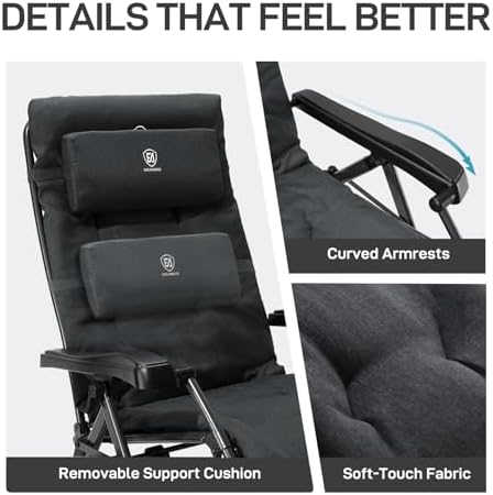EVER ADVANCED Aluminum Zero Gravity Chair, 2.4" Padded, 350 lb Capacity