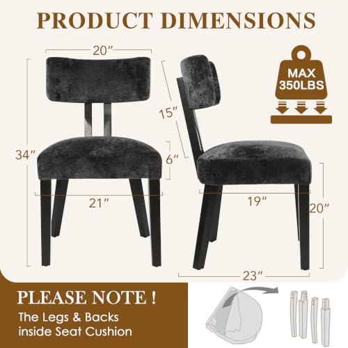 Dining Chairs Set of 4, Silky Velvet Dining Room Chairs, Charcoal Black