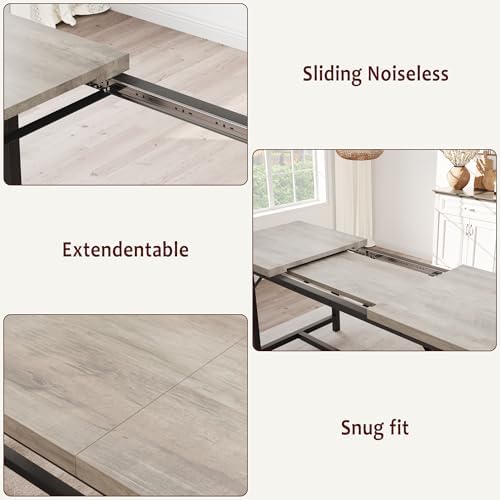 GarveeHome Dining Table Set for 4-6, 63 in Extendable Wood Dining Room Table ...