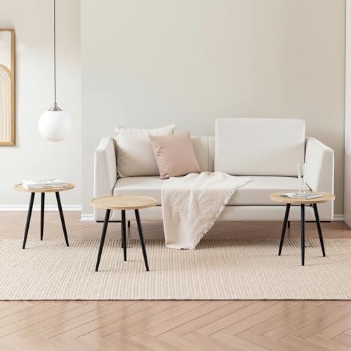 VECELO Modern Side Table, Round Small End Table, Exclusively Designed Hand-Cr...