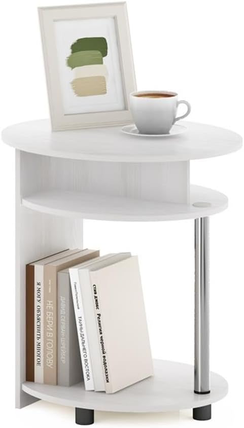 Pemberly Row Oval End Table, White Oak Finish, Composite Wood and Stainless S...