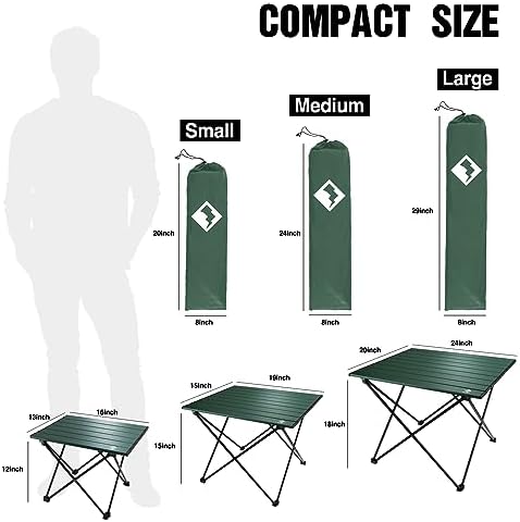 VILLEY Portable Camping Side Table, Ultralight Aluminum Folding Beach Table
