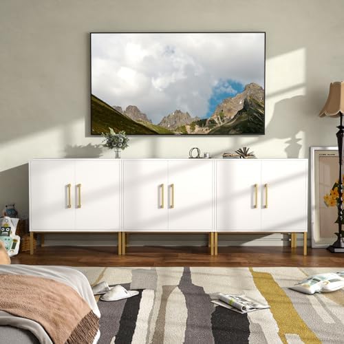 JOZZBY Buffet Sideboard Cabinet Set of 3 with Storage and Adjustable Shelves,...