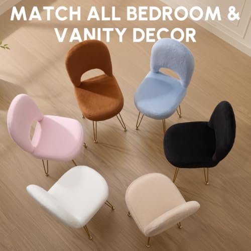 Foldable Vanity Stool with Backrest Ottoman Makeup Chair with Gold Legs
