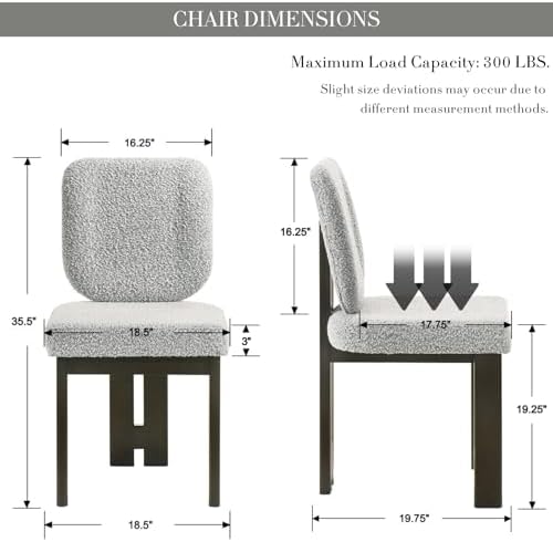 CIMOTA Boucle Dining Chairs Set of 4, Mid-Century Modern Upholstered Accent C...