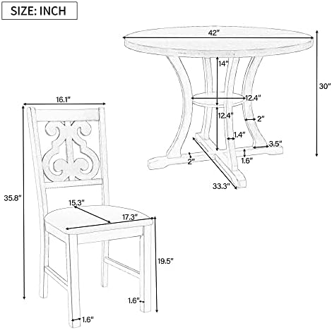 Harper & Bright Designs 5-Piece Round Dining Table and Chair Set, Round D...