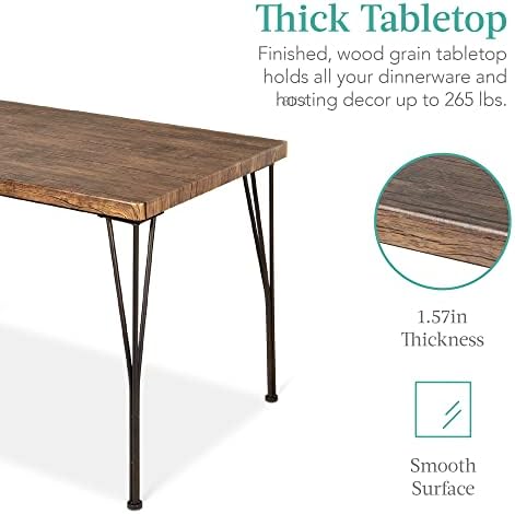 Best Choice Products 5-Piece Metal and Wood Indoor Modern Rectangular Dining ...