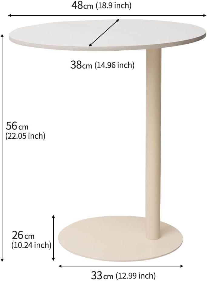 Marble Top Round Sofa Side Table Robust Iron Base with Elegant Design for Liv...