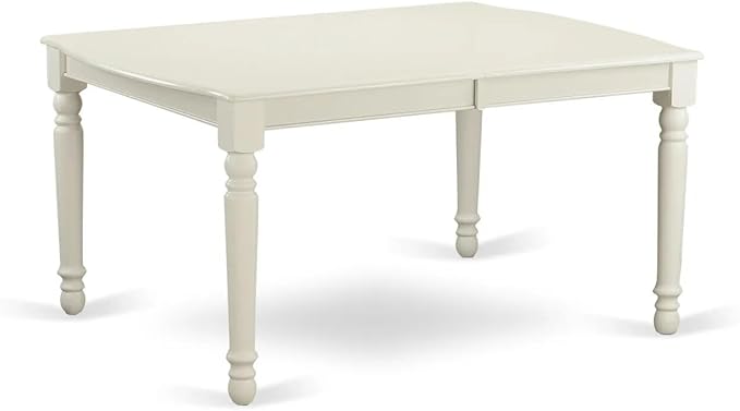 East West Furniture LGDA9-LWH-23 9 Piece Kitchen Set Contains a Rectangle Dining Table with Butterfly Leaf and 8 Polyester Fabric Upholstered Chairs, linen white