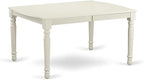 East West Furniture LGDA9-LWH-12 9 Piece Dining Table Set Contains a Rectangle Kitchen Table with Butterfly Leaf and 8 Polyester Fabric Chairs, linen white