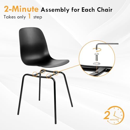 LSSPAID Modern Black Dining Chairs Set of 4, Waterproof Plastic Kitchen Chair...