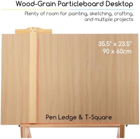MEEDEN Wood Drafting Table & Stool: 35.5" x 23.5" Art Desk and ...