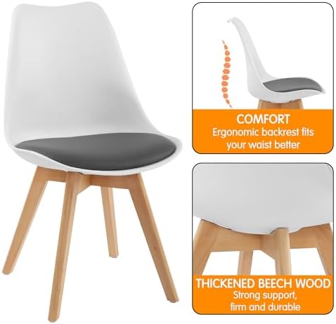 LSSBOUGHT Mid Century Modern Dining Chairs,Shell Lounge Plastic Side Chair wi...