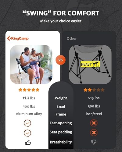 KingCamp Hammock Chair with Footrest, Heavy Duty Swinging Chairs 400lbs | Fol...
