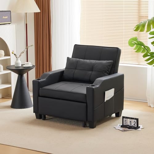 VINGLI Convertible Sleeper Chair Bed, Pull Out Sofa Couch for Living Room | B...