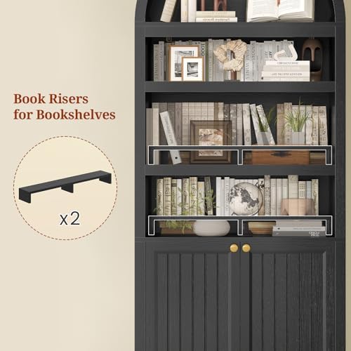 81" Tall Arched Cabinets,Bookcase with storage,Mid-Century Modern 6-Tier...
