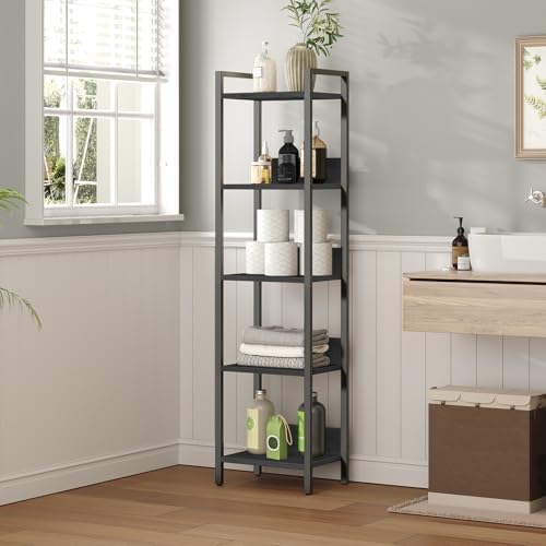 MAHANCRIS 5-Tier Bookshelf, Bookcase, Shelves Organizer for Small Spaces, Sto...