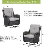 Wicker Rocking Chair Swivel Chairs - 4 Piece Rocker Patio Chairs Set Rattan Rocking Chair for Outdoor Porch Deck Garden Backyard(Brown/Grey)
