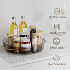 LAMU 3 Pack Lazy Susan Organizer Turntable for Cabinet, Condiment Organizer for Kitchen Pantry Organizers and Storage, Table Top, Fridge, Countertop, Spice Organization, 12'' 10.6'' 9.25'', Grey