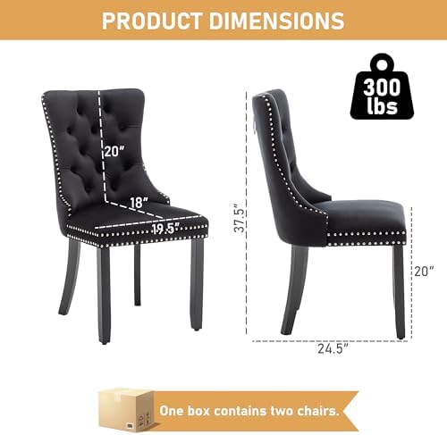 Velvet Dining Chairs, Black Dining Chairs Set of 4