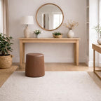 HomePop 17" Organic Shape Ottoman - Chestnut Faux Leather