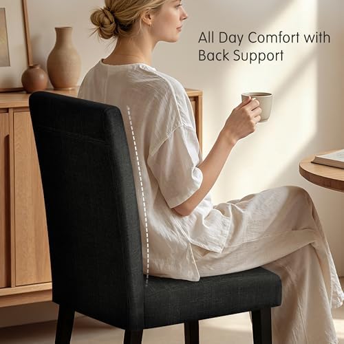 HOMYZOO Dining Chairs Set of 4, Upholstered Dining Room Chairs, Black