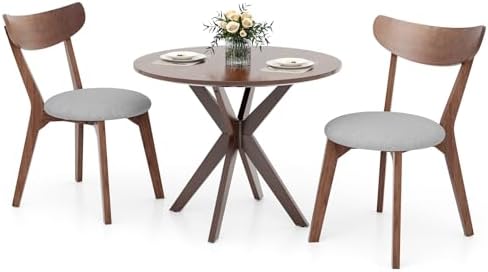 ERGOMASTER 3-Piece Dining Table Set for 2, 36" Kitchen Round Table with ...