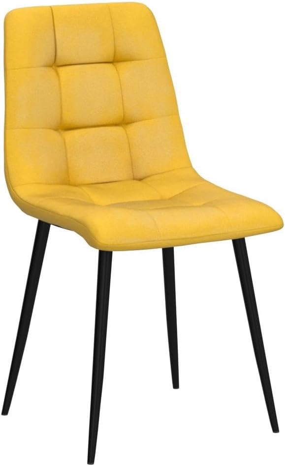 NORDICANA Yellow Velvet Dining Chairs Set of 4, Upholstered Tufted Kitchen Chairs, Comfortable Seat, Metal Leg, Easy Assembly
