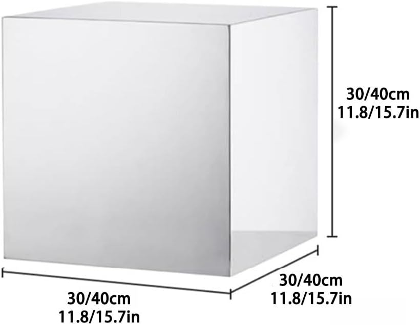 Modern End Table, Mirrored Acrylic Side Table, Cube Coffee Table, Product Pho...